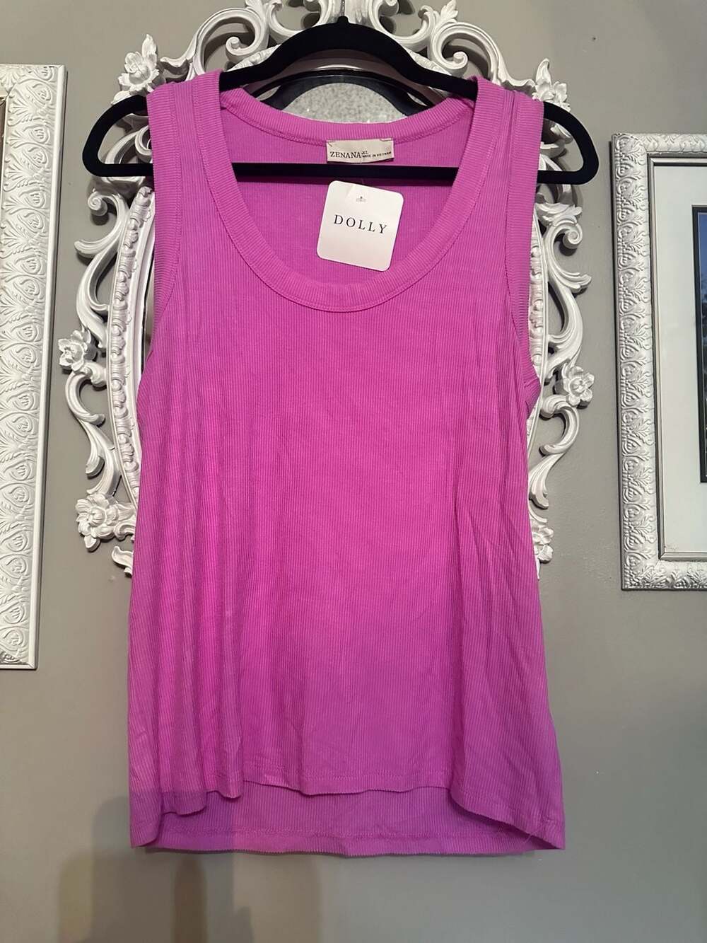 Zenana Pink Ribbed Scoop Neck Tank Top XL